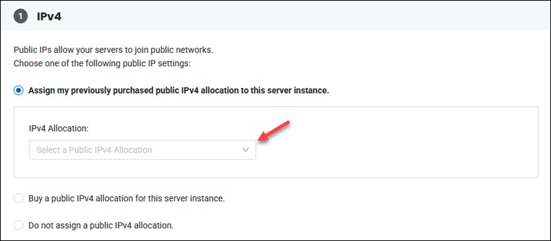 Assign IPv4 allocation on deploy servers page