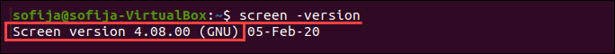 Check Screen version to verify the software is installed.