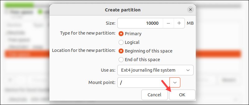 root partition settings