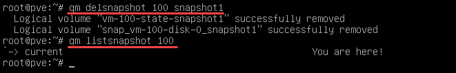 Deleting a specified snapshot in Proxmox