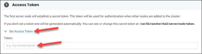 Advanced configuration settings - Access Token section.
