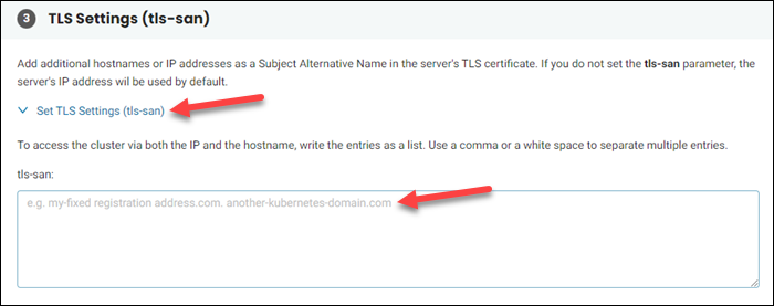 Advanced configuration settings - TLS Settings section.