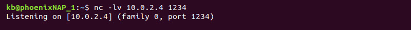 nc -lv 10.0.2.4 1234 terminal output