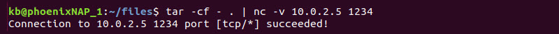 nc send tar directory terminal output