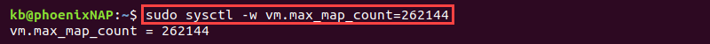 set mmap count terminal output