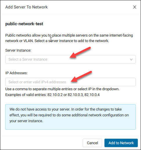 Assign an IP address to the server being added to the network. 