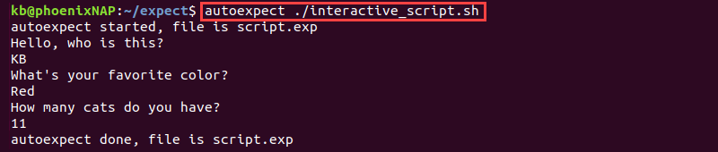 autoexpect script generation terminal output