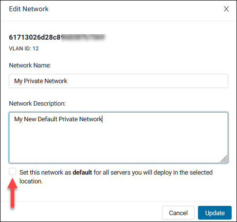 Edit private network and set it as default.