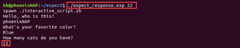 expect_response.exp variables terminal output