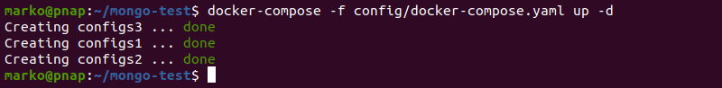 Creating mongodb config server instances with docker-compose.