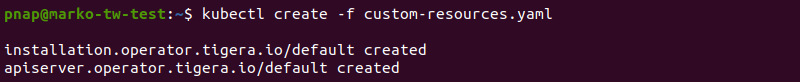 Applying the custom-resources YAML file.