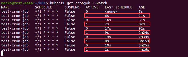 Monitoring the cronjob execution in real time.