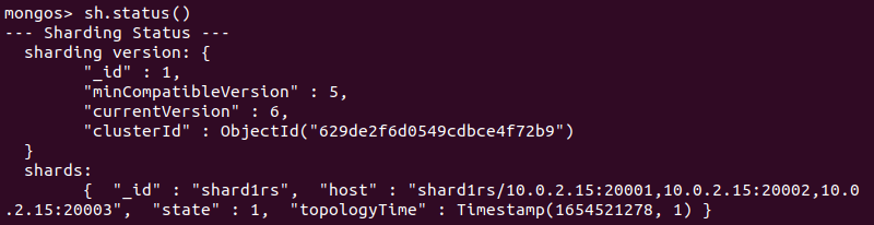 Checking sharding status in MongoDB.