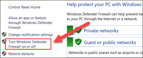 Modify the firewall settings on Windows.