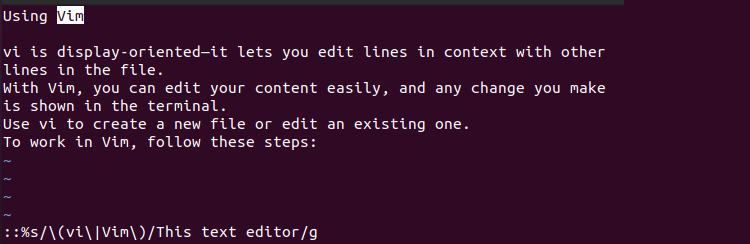 Vim the Substitute Command Replacing Different Words With One Process