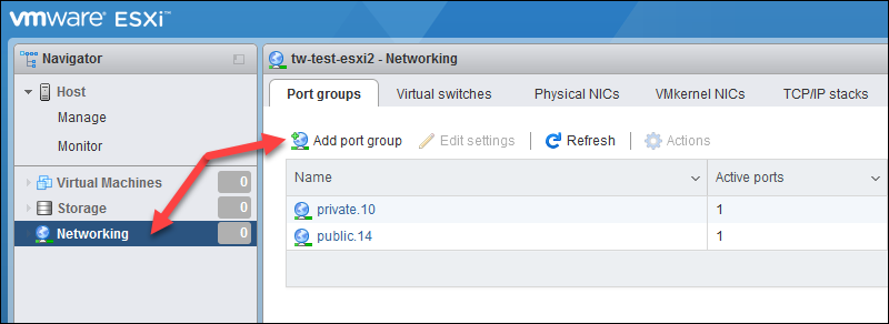 ESXi networking section