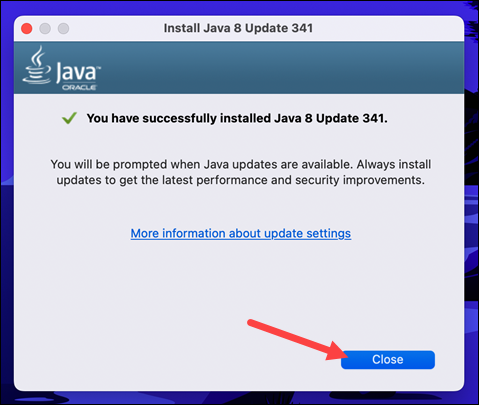 Finishing the JRE installation and exiting the installer.