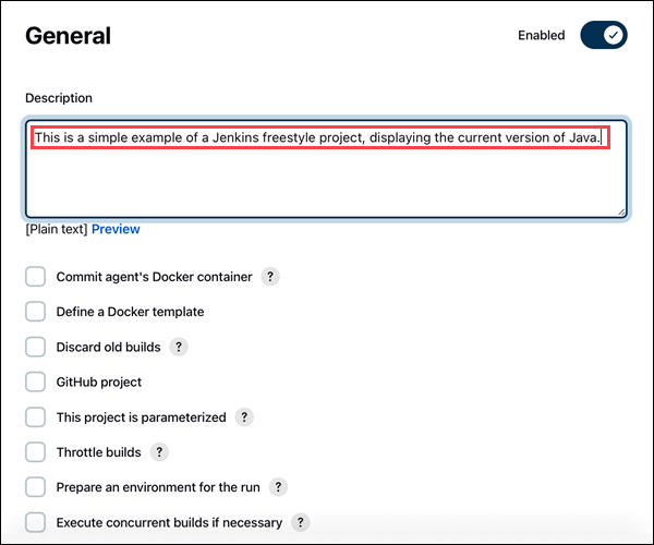 Add a Jenkins project description