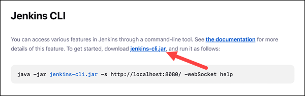 Download the Jenkins CLI Java file by clicking the link