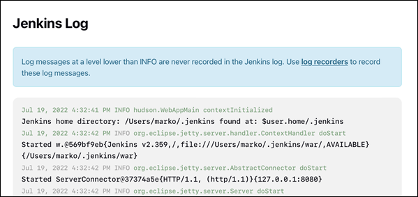 Jenkins log example