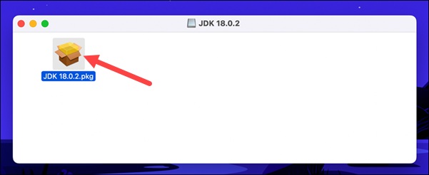 Running a PKG file containing a JDK installer.