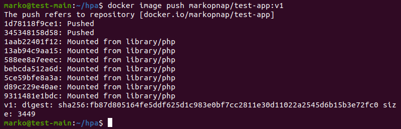 Pushing a Docker image to Docker hub.