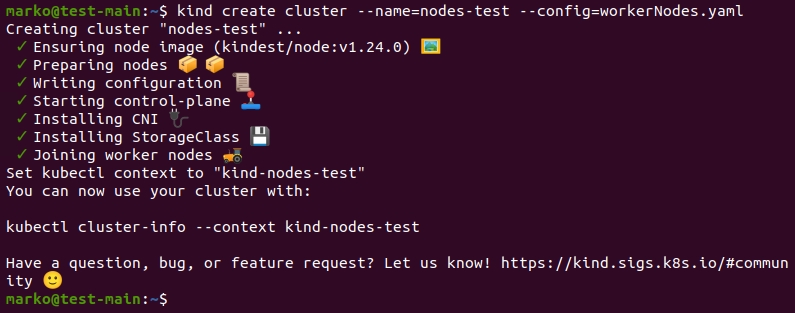 Creating a cluster with multiple nodes in Kind.