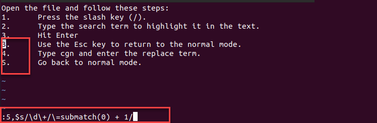Vim Substitute Command Changing Numbers in a Numbered List