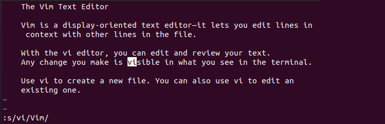 Vim the Substitute Command Searching for Whole Words Terminal Output