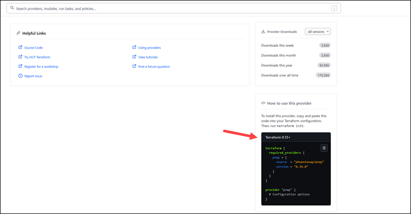 The pnap provider page in the Terraform Registry.