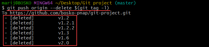 Deleting all Git tags in a remote repository.