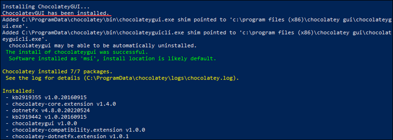 Installing the Chocolatey GUI app.