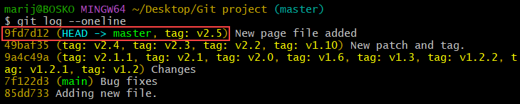 Creating a tag for the latest commit on HEAD.