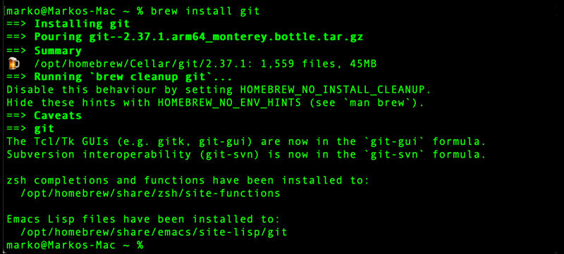 Installing Git on Mac with Homebrew.