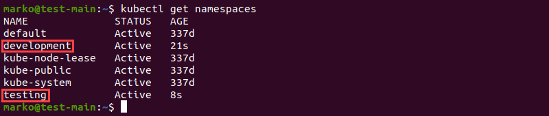 User-created namespaces.