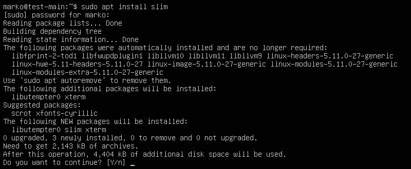 Installing SLiM display manager on Ubuntu Server.