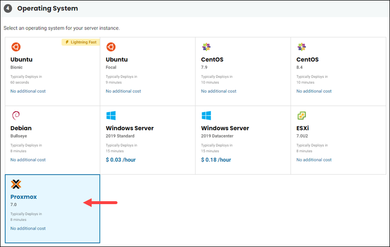 Install Proxmox on our Bare Metal Cloud instances.