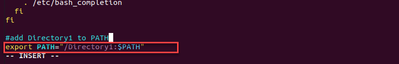 Add directory to .bashrc file in Vim