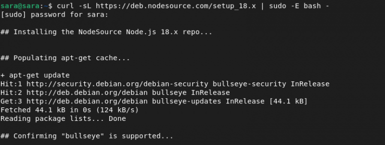 install node on debian