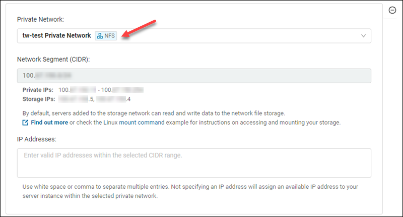 BMC deploy private network selected NFS