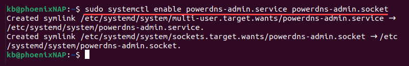 enable powerdns-admin service and socket terminal output
