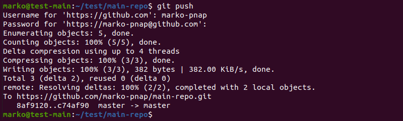 Pushing the changes to remote in Git.
