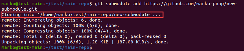 Adding a submodule to a Git repository.