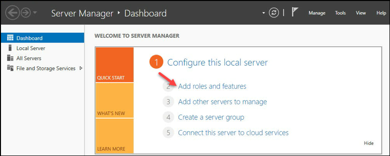 server manager add roles and features