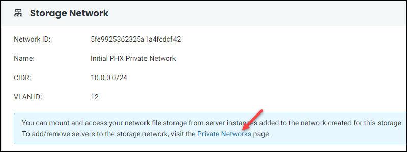 Storage network details UI
