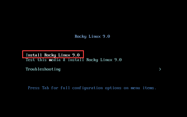 Install Rocky Linux 9.0 option