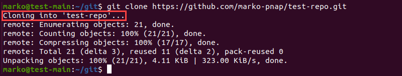 Cloning a Git repository.