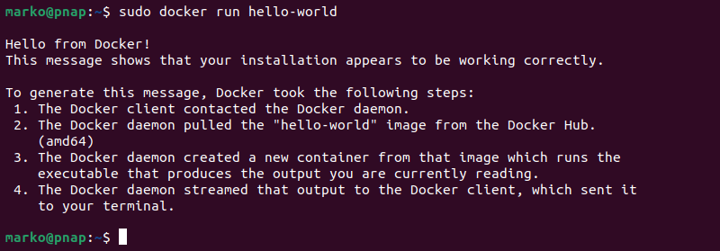 Executing the docker run command with sudo.