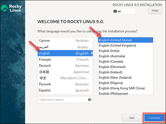 Rocky Linux language and keyboard