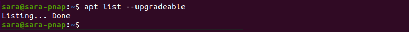 apt list upgradeable terminal output